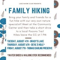 Family hiking Lake Naomi Club