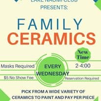 Family ceramics activities at Lake Naomi Club