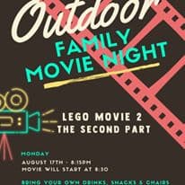 Family movie night planned activities at Lake Naomi Club