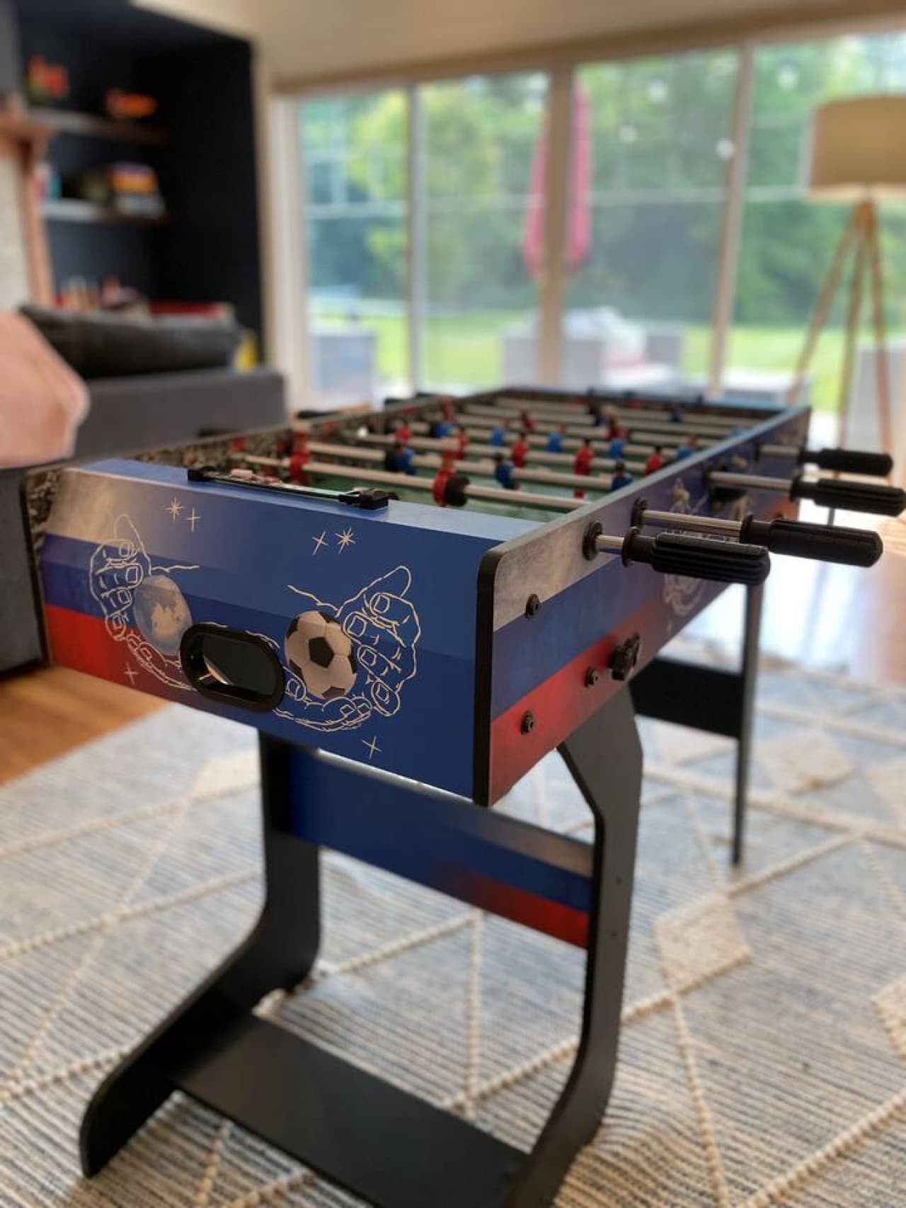 Foosball table in lower level rec room
