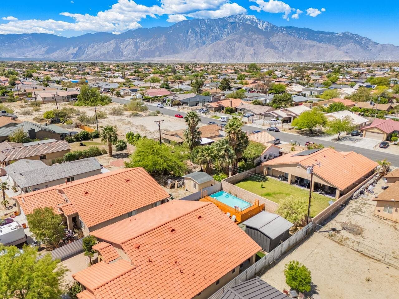 Boho Bungalow: with above ground pool, hot tub, firepit & games in Desert Hot Springs by Rather Be Properties