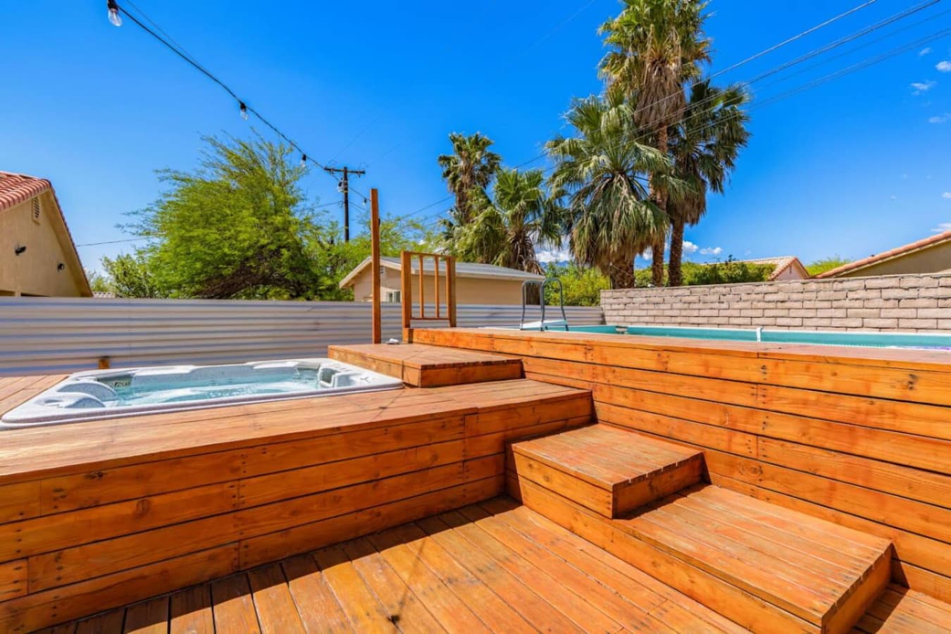 Boho Bungalow: with above ground pool, hot tub, firepit & games in Desert Hot Springs by Rather Be Properties