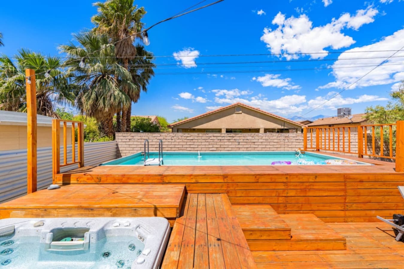 Boho Bungalow: with above ground pool, hot tub, firepit & games in Desert Hot Springs by Rather Be Properties
