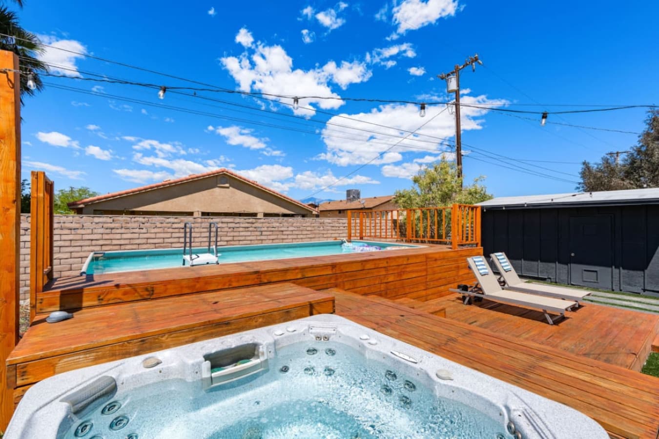 Boho Bungalow: with above ground pool, hot tub, firepit & games in Desert Hot Springs by Rather Be Properties