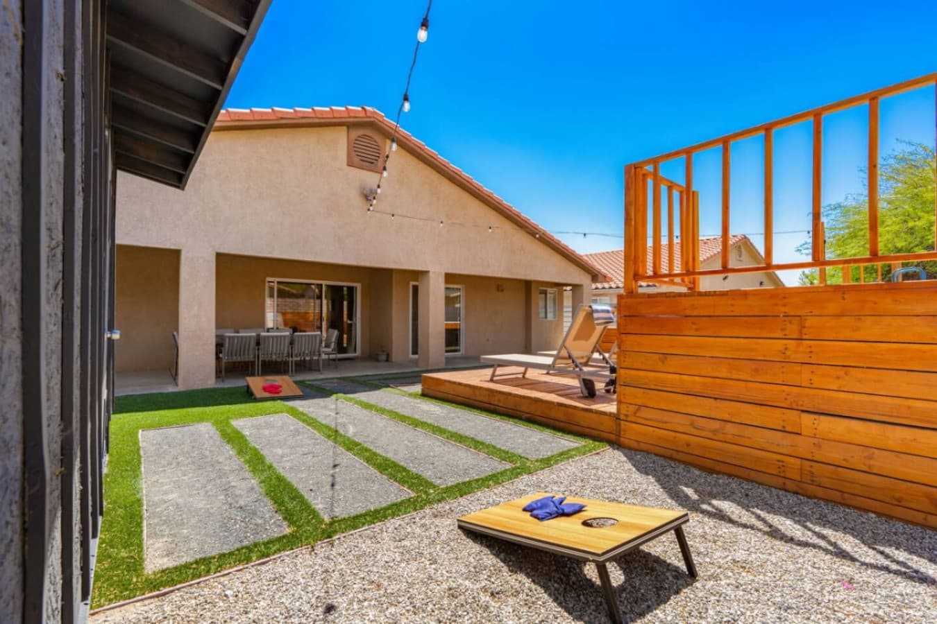 Boho Bungalow: with above ground pool, hot tub, firepit & games in Desert Hot Springs by Rather Be Properties